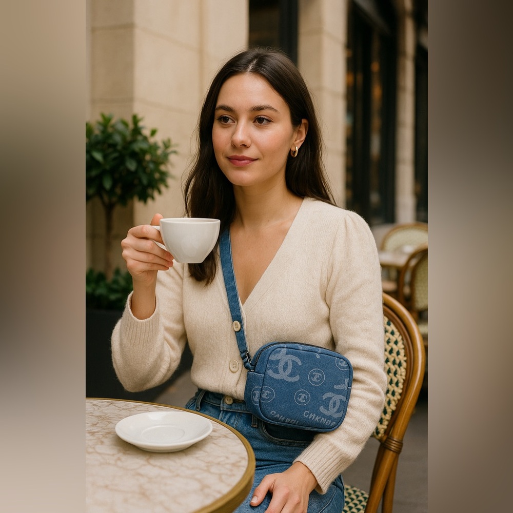 CHANEL Denim Beauty Line Blue Cosmetics Bag